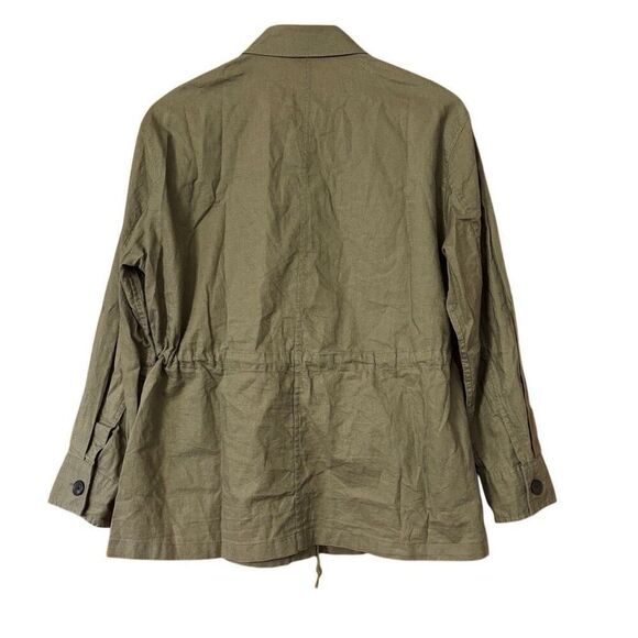 Uniqlo Linen Cotton Utility Resort Light Jacket olive green women’s XS - Picture 2 of 10
